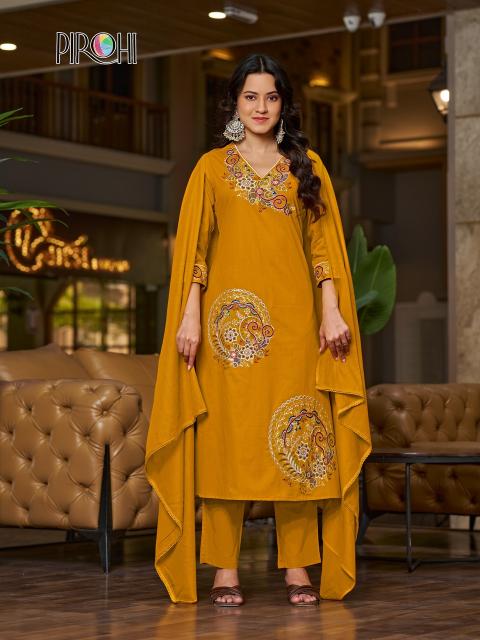 Pirohi mahek 3pcs wholesale kurtis online surat